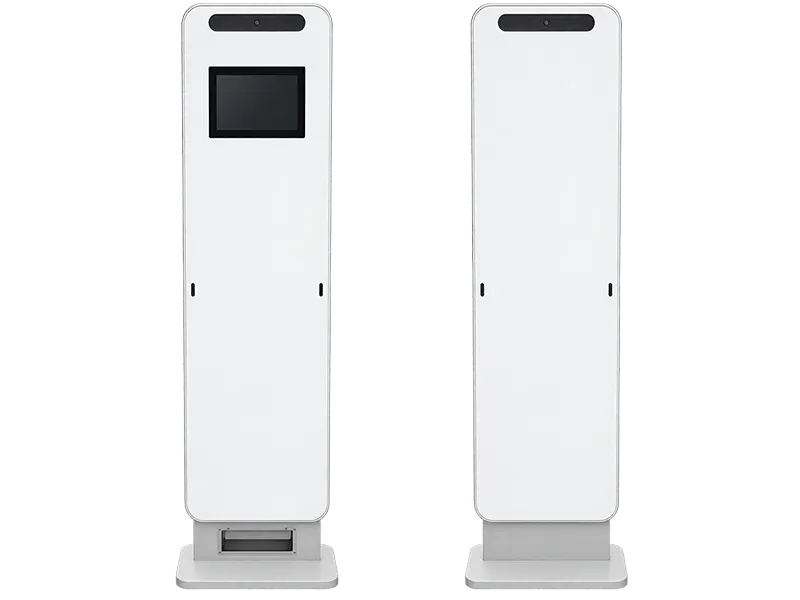 YL-GT200 slim upright RFID security gate front and rear views