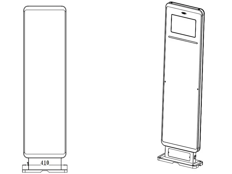 YL-GT200 slim upright RFID security gate enclosure dimensions